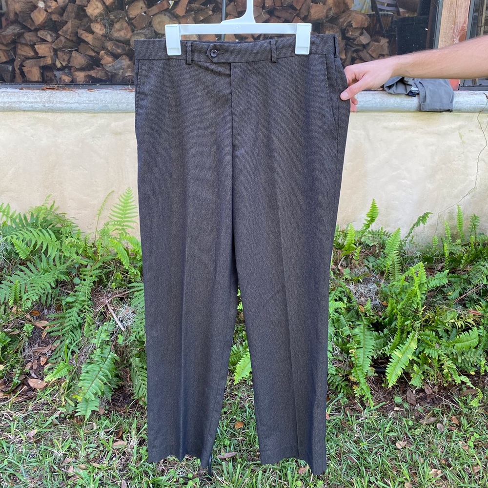 34x32 Alfani Brown Windowpane Slacks